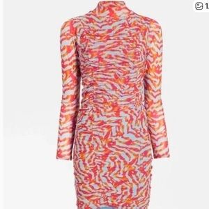 Circus NY Guinevere Ruched Long-Sleeve Dress - Pink Multi